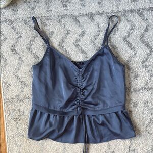 Abercrombie & Fitch Blue Ruched Peplum Camisole